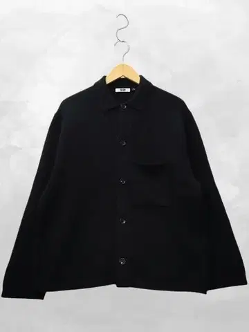 유니클로 니트 오버 셔츠 자켓 M BLACK 블랙