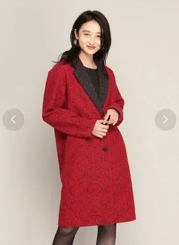 데시구알 레이스 무늬 빨간색 체스터 코트