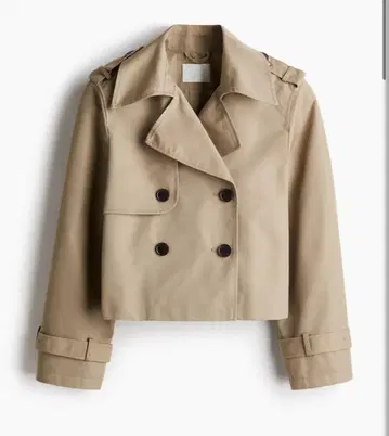 베이지 더블 브레스트 크롭 자켓