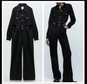ZARA 점프수트 컷 아웃 데님