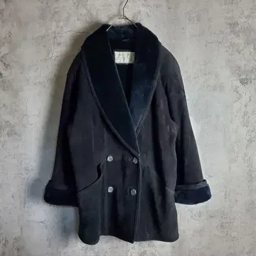 [ 빈티지 ] 구제 의류 가죽 자켓 더블 빅 사이즈 속기모 블랙 레트로