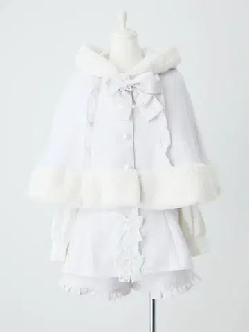 Ank Rouge 곰돌이 반짝이 트위드 판초 화이트