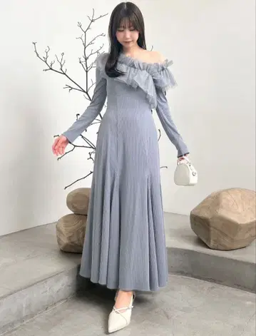 dazzlin 크로스프릴컷 원피스 블루