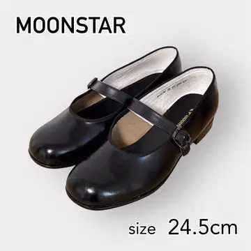 미사용 MOONSTAR 문스타 스트랩 신발 천연 가죽 블랙 24.5
