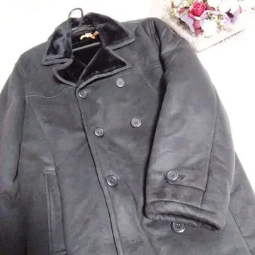 블랙 무스탕 코트 남성용