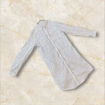 잉그 긴팔 셔츠 원피스 루즈핏 M 사이즈 스트라이프 얇은 소재 화이트