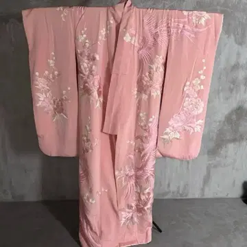 긴 후리소데 핑크 기모노 자수 귀한 일본 의류 신부 시로무쿠