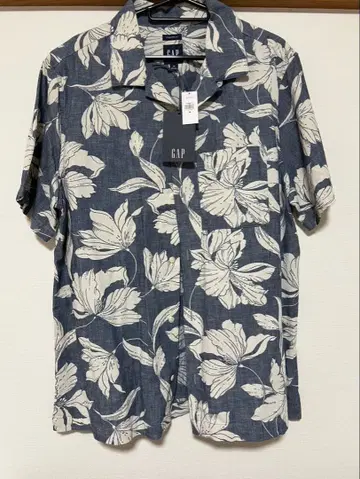 GAP 꽃무늬 반팔 셔츠 M 사이즈 네이비