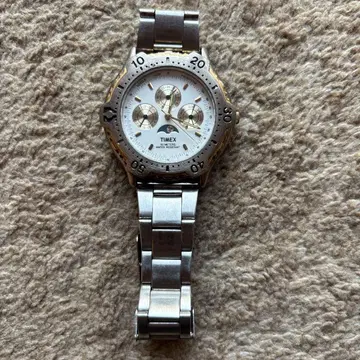 TIMEX 크로노그래프 손목시계 화이트/실버