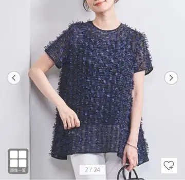 리본 컷 자카드 숏 슬리브 블라우스