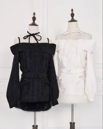 bunnylis 트위드 오프숄더 자켓 세트