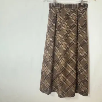 새상품급 scapa 스캐파 롱 스커트 체크 무늬 울 혼방 M 38