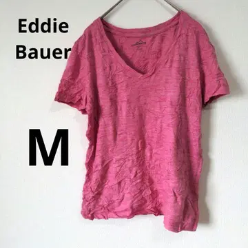 Eddie Bauer [ M ] 핑크 T셔츠 반팔 V넥 심플 무지