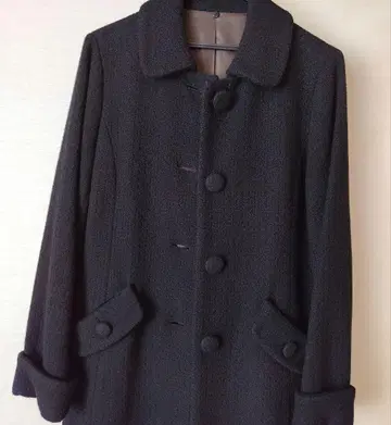 블랙 롱 코트 싸개 버튼 포함 미들 기장