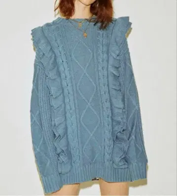 jouetie 블루 긴팔 프릴 니트