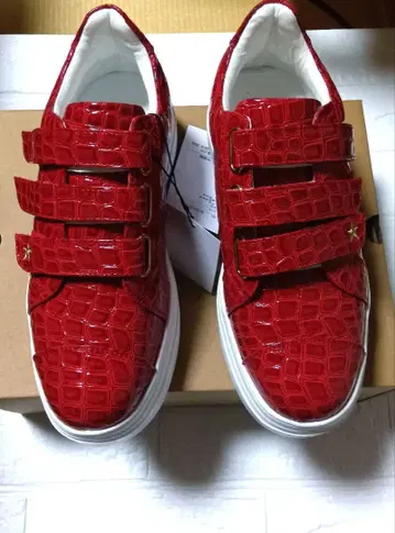 앙코키네 쓰리 스트랩 통굽 경량 스니커즈 L 사이즈 레드