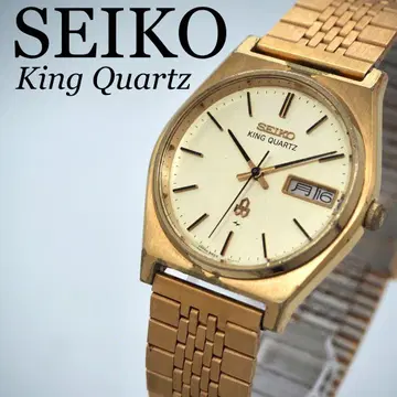 370 작동 SEIKO 시계 킹 쿼츠 남성용 골드 데이데이트
