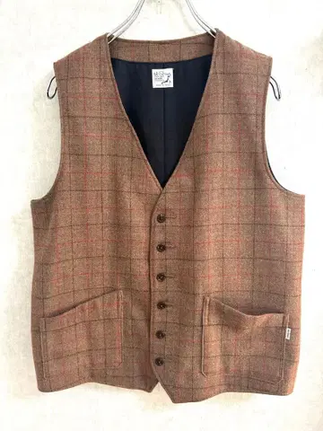 or slow 오어슬로우 트위드 베스트 체크 브라운 2 M 아메카지