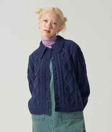 TINA: JOJUN 카라 부착 케이블 니트 가디건