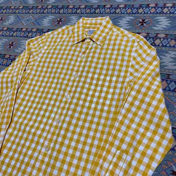 J.CREW 제이크루 깅엄 체크 셔츠 노랑 코튼 100%