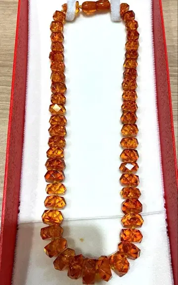 오렌지 비즈 목걸이 여성용 패싯 컷
