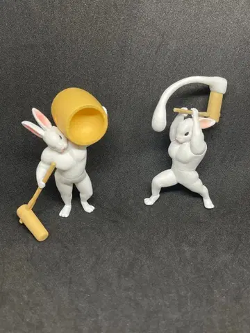 토끼 떡찧기 근육 마스코트 피규어 2개 세트