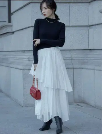 anuans 불규칙 헴 도킹 니트 원피스 ( MIX )