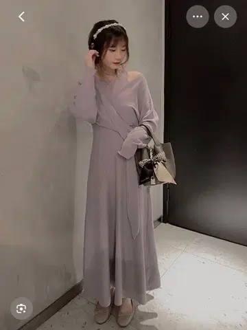 스나이델 니트 레이어드 원피스 라벤더