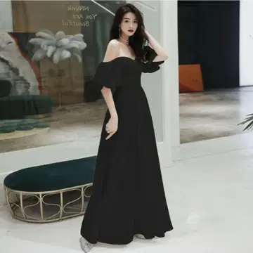 블랙 오프숄더 웨딩 드레스