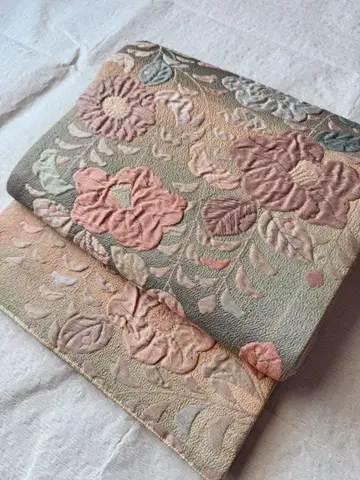 순수 실크 후쿠로 오비 육통 패턴, 부풀린 직조 츠지 가하나 마카롱 컬러