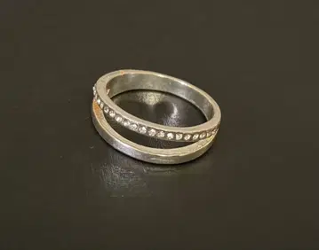 아쉬페프랑스 실버 컬러 2중 반지 스톤 포함 18.5호