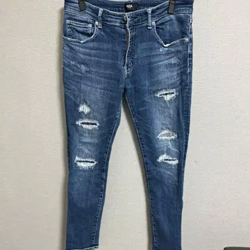 데미지 가공 다크 블루 데님