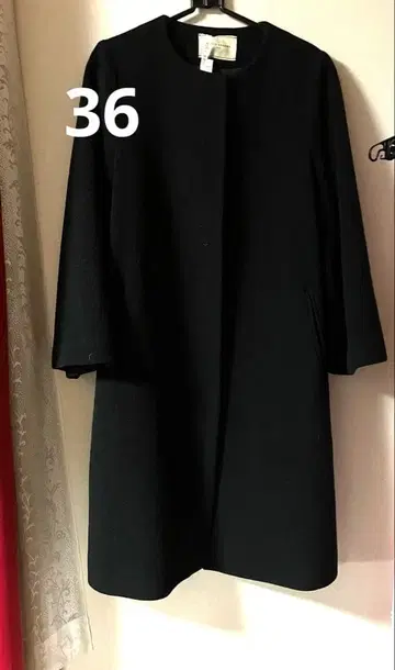 유나이티드 애로우즈 36 캐시미어 혼방 노카라 코트