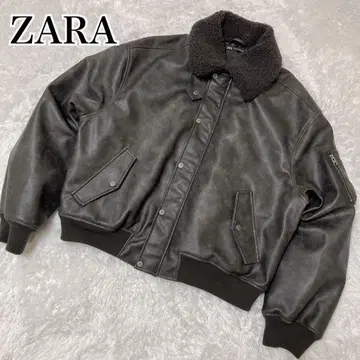 레어 ZARA 즉시 완판 보아 옷깃 블랙 페이크 가죽 자켓 XL 2way