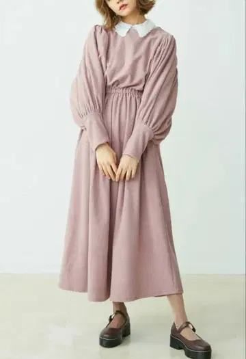 merry jenny 개더 슬리브 플리스 원피스