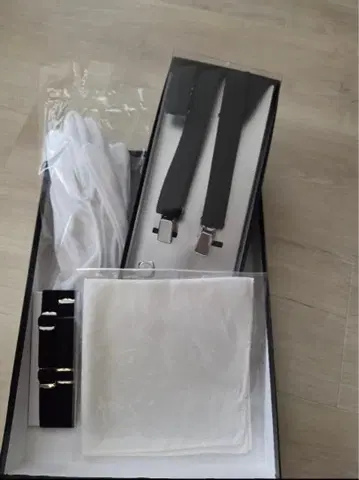 신랑 잡화 세트 5점 서스펜더 장갑 치프 암밴드 커프스 단추