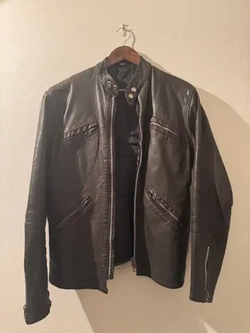 가죽 라이더 자켓 사이즈 42 다크 브라운