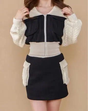 다리치 니트 콤비 맨투맨 셋업