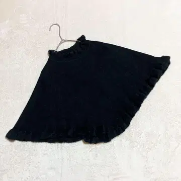 러브 포에버 * 새상품급 판초 블랙 니트 샤기 (F)