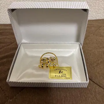 개와 고양이 스톤 장식 브로치 미사용 새상품