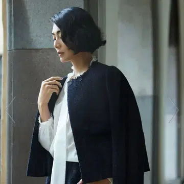 [ 새상품급 ] ballsey 네이비 노카라 자켓 트위드