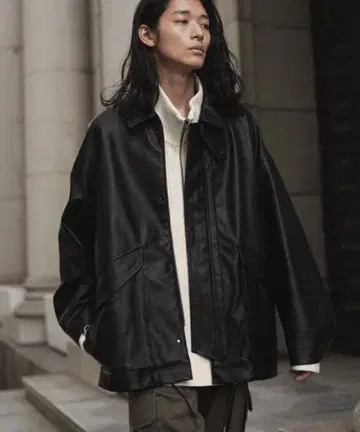 WYM LIDNM 블루종 인조 가죽 가죽 L 사이즈