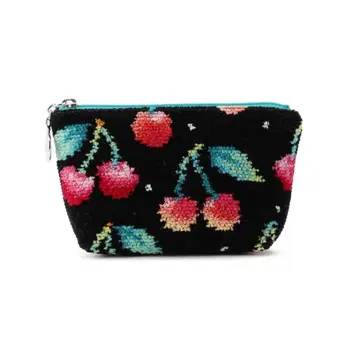 [ 완판템 새상품 ] 페이러 보트형 미니 파우치 체리 도트 블랙