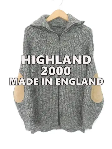 하이랜드 2000 잉글랜드제 지퍼 스웨터 L 가죽 엘보 패치
