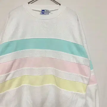 vintage 파스텔 컬러 이소재 맨투맨 팬시 레트로 홍콩제