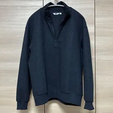 UNIQLO U 브러쉬드 맨투맨 하프 지퍼 셔츠