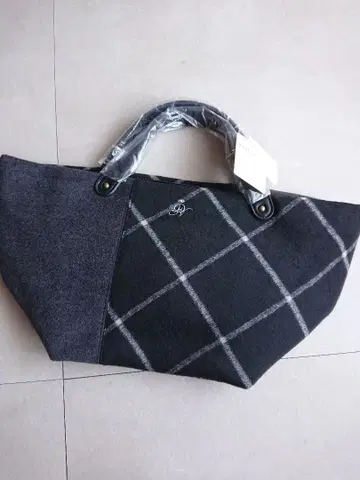 미사용 Dessin 바이컬러 체크 토트백