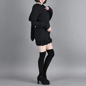 노스 프로젝트 토끼 귀 니트 원피스 블랙