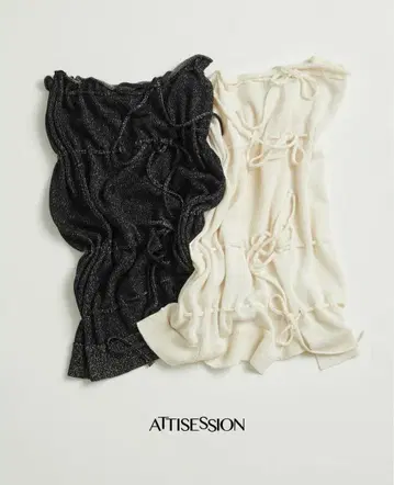 ATTISESSION 셔링 탑 2way 블랙