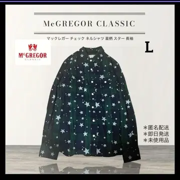미사용*레어 1점 McGREGOR 별 패턴 체크 플란넬 셔츠 L